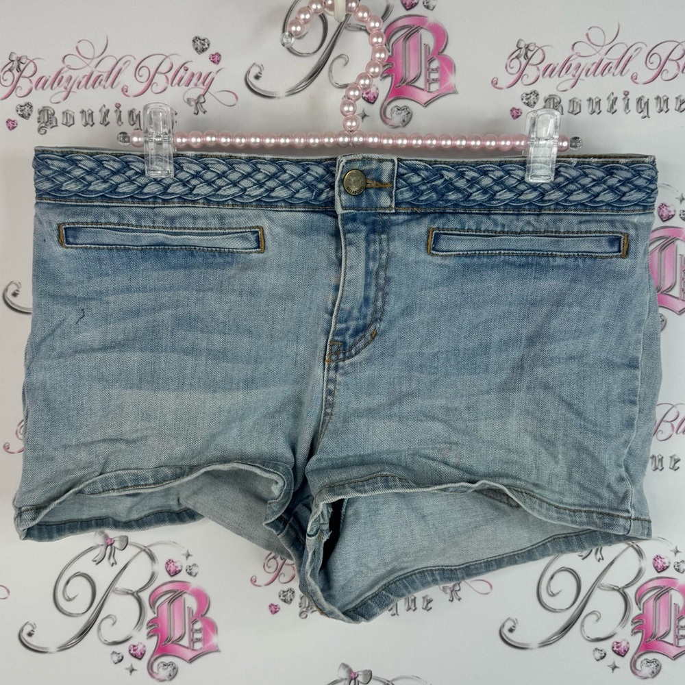 Billabong shorts mini braided pockets light Denim wash Blue Women's Shorts
